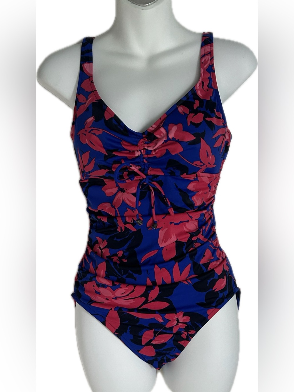 Aqua Green Women's Cinch Front One Piece Swimsuit. Size M